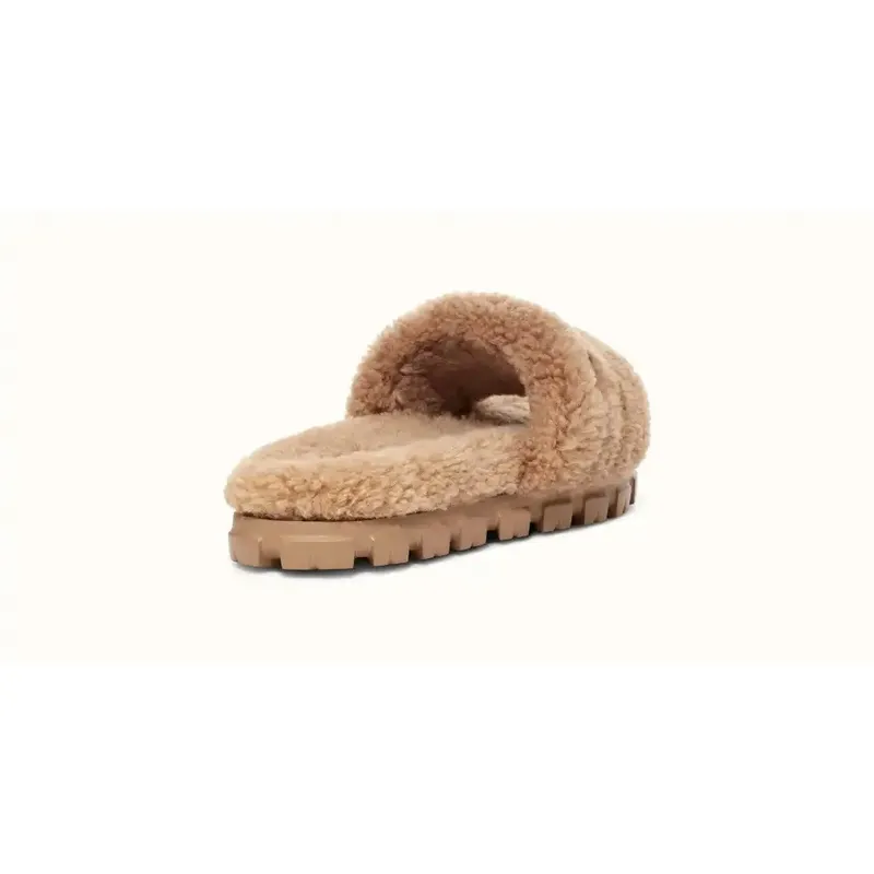 Womens Curly Sheepskin Slide Slipper Open Toe Sandals