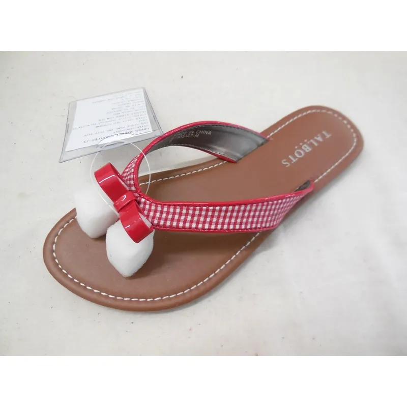 Womens man made leather slip on flip flop sandals slippers