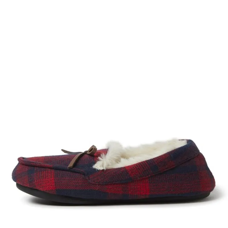 Boy's & Girls Kids plaid Moccasin with Tie slippers