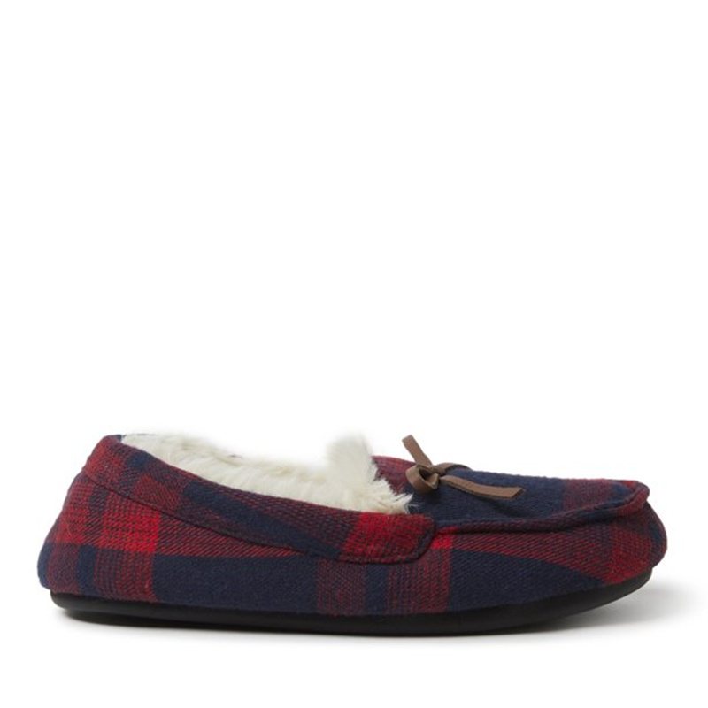 Boy&#039;s & Girls Kids plaid Moccasin with Tie slippers