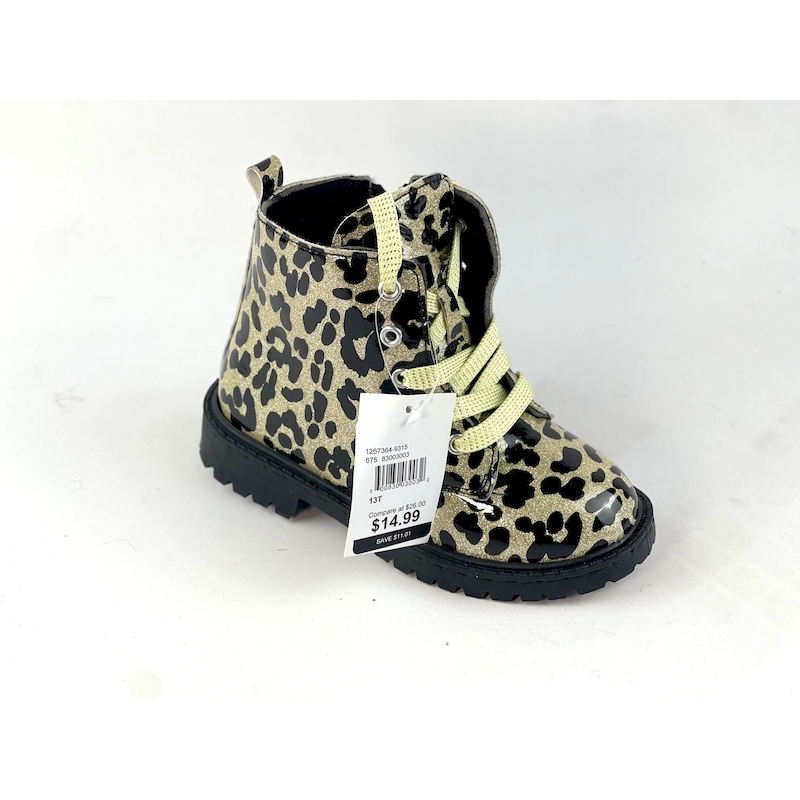 Girls Ankle Outdoor Boots leopard combat boots