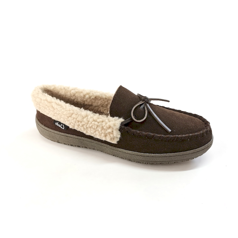 Men&#039;s  Moccasin slip on Winter slippers with sherpa lined and collar