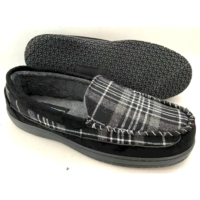 Men's Winter House slippers Plaid moccasin