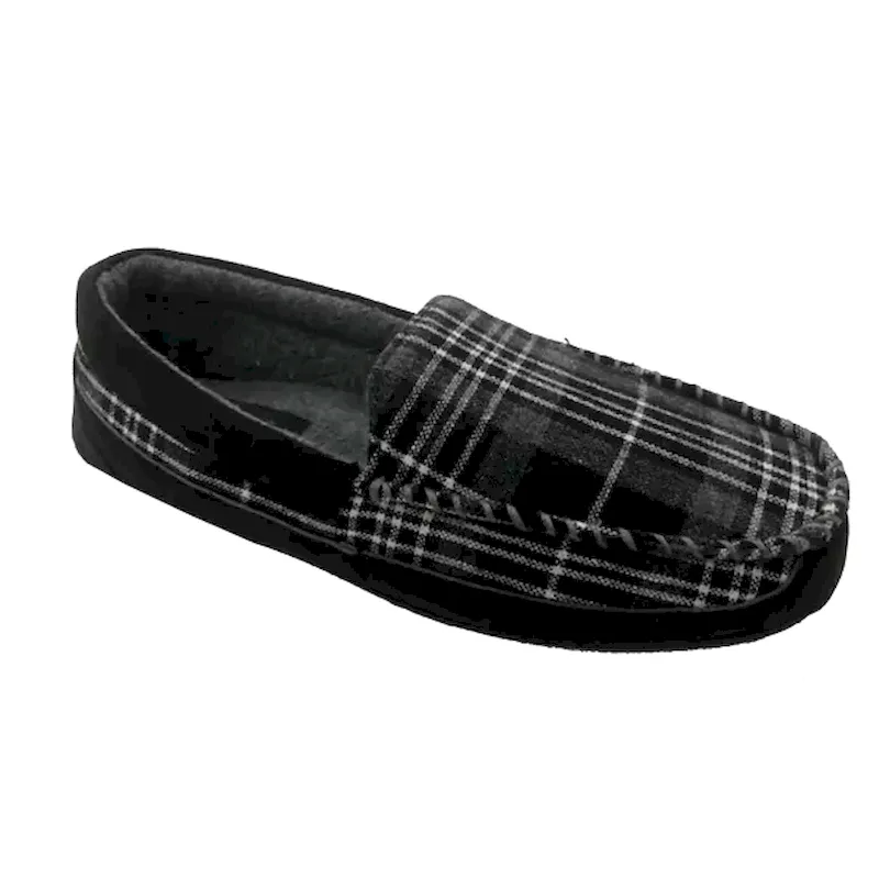 Men's Winter House slippers Plaid moccasin