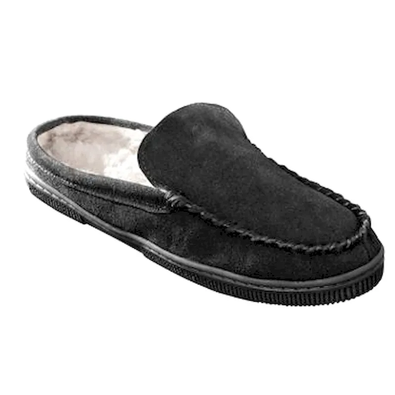 Mens suede leather slippers slip-on shoes leather clog slippers