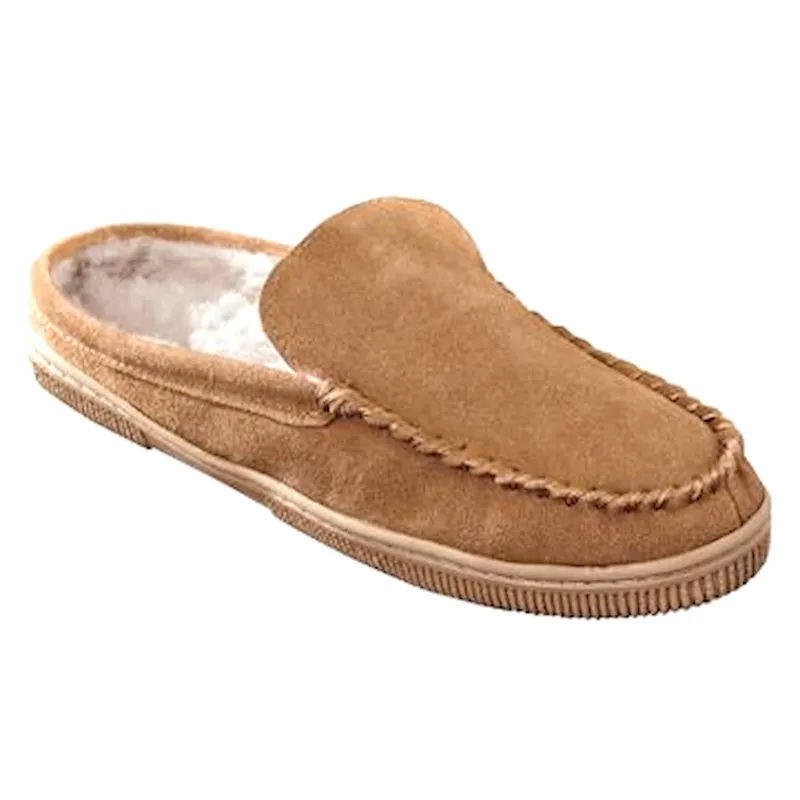 Mens suede leather slippers slip-on shoes leather clog slippers