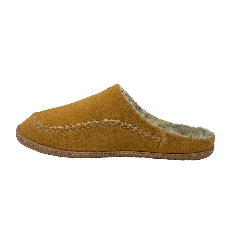 Men's baseball thread suede leahter clog slipper with sherpa lined