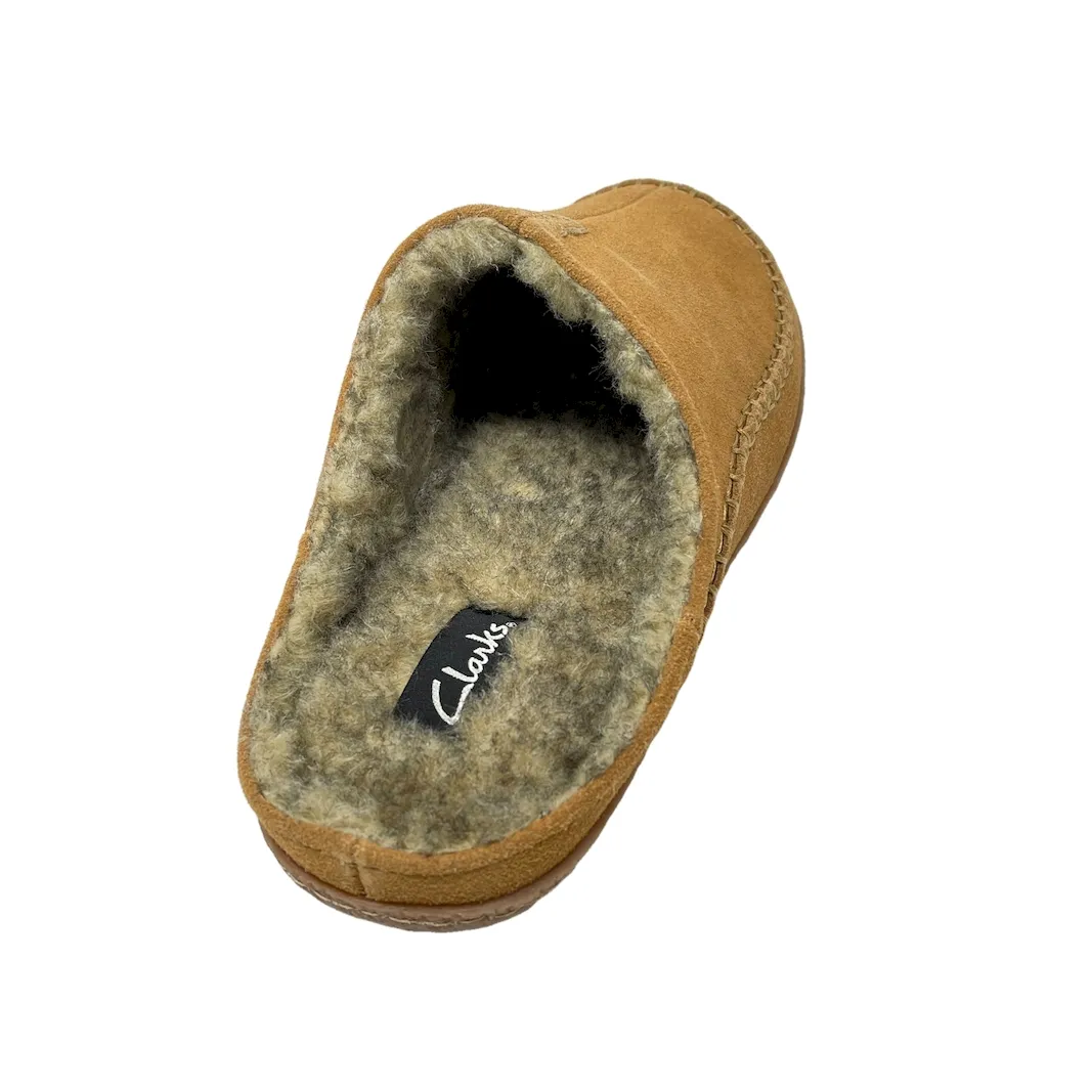 Men's baseball thread suede leahter clog slipper with sherpa lined