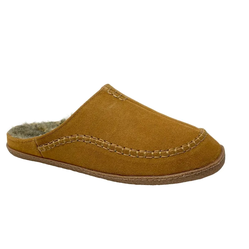 Men's baseball thread suede leahter clog slipper with sherpa lined