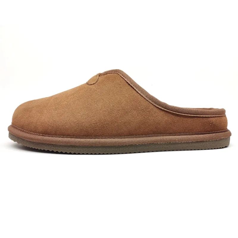 Mens Suede Leather clog Slippers with wide open back