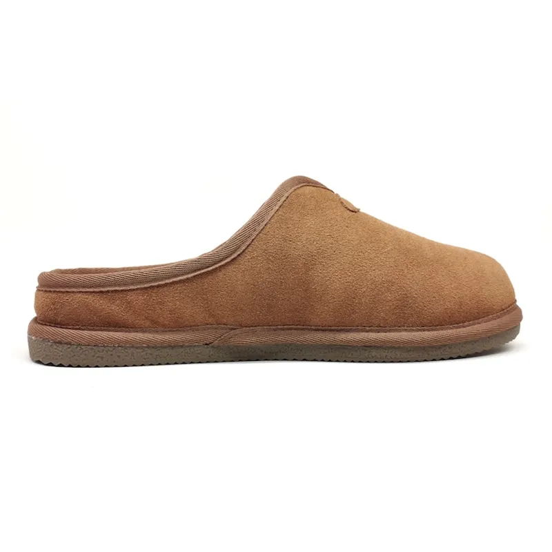 Mens Suede Leather clog Slippers with wide open back