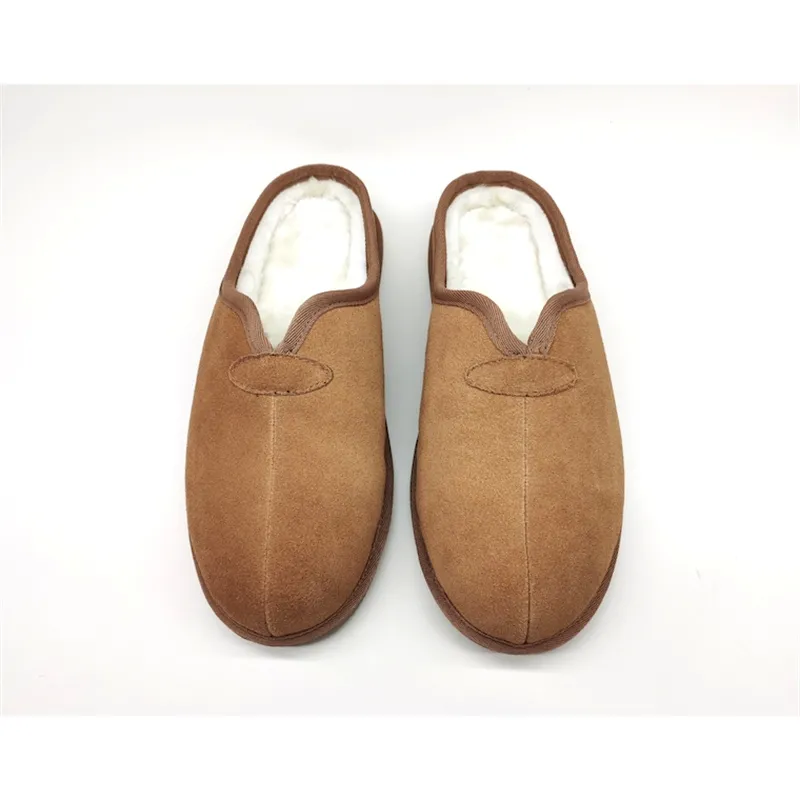 Mens Suede Leather clog Slippers with wide open back