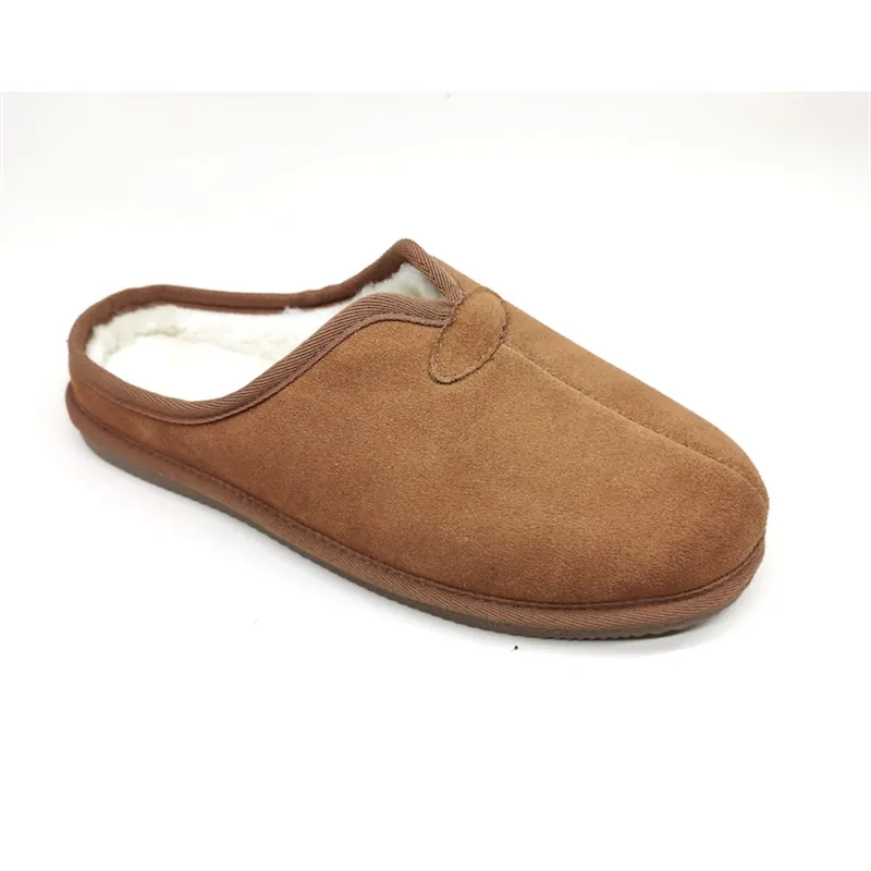 Mens Suede Leather clog Slippers with wide open back