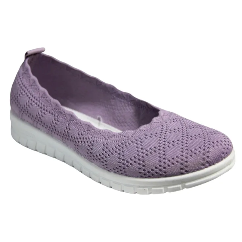 Wholesale Women's Fly Knit Mesh Casual Shoes Low top Flat Loafer