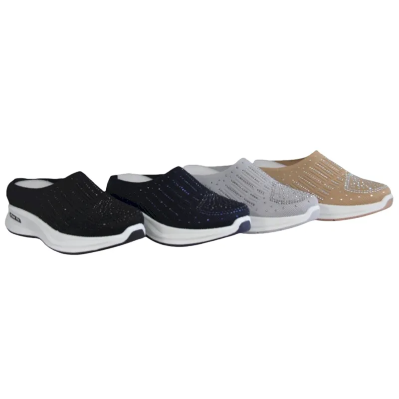 Wholesale Women's Crystal Breathable Casual Slip on Shoes Indoor outdoor Mesh  Clog slippers