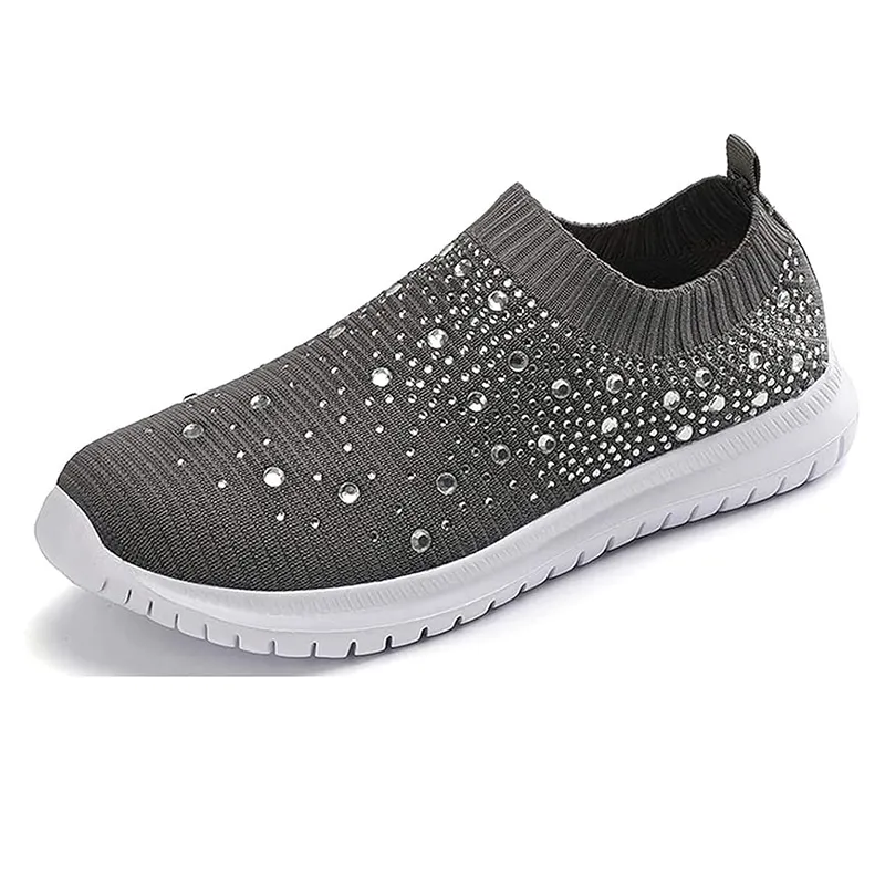 Wholesale Women's Crystal Breathable Casual Slip on Shoes Indoor outdoor Mesh  Clog slippers