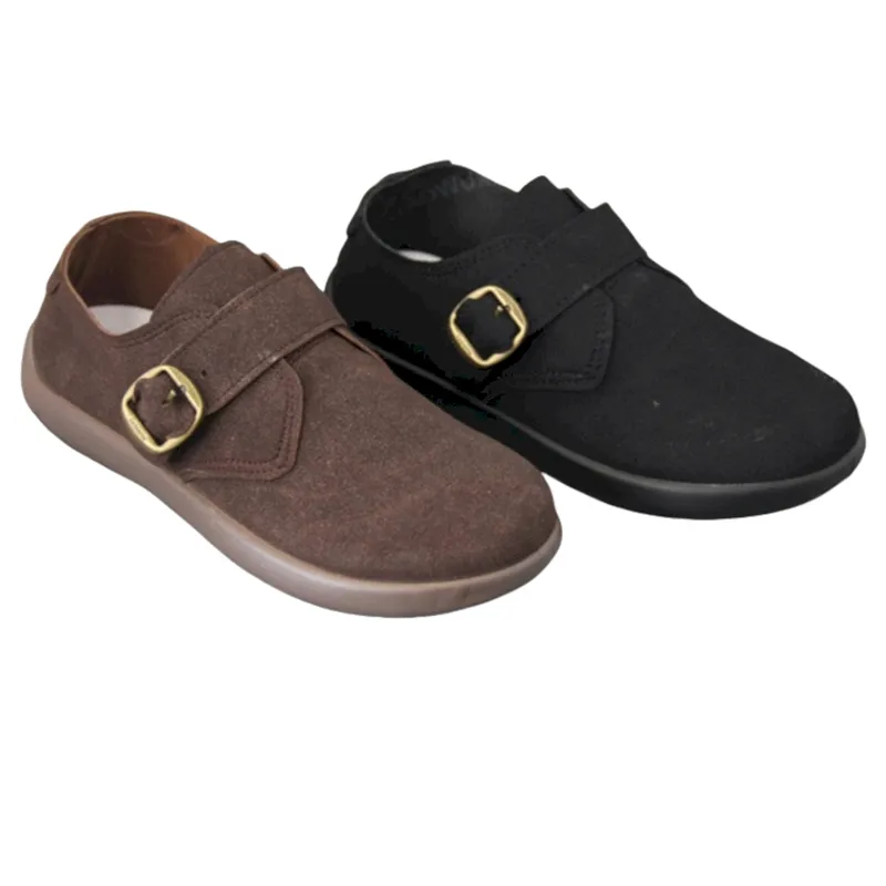 Wholesale Women's Suede Flat Casual Shoes Buckles Wide Fit Slip On Walking Shoes