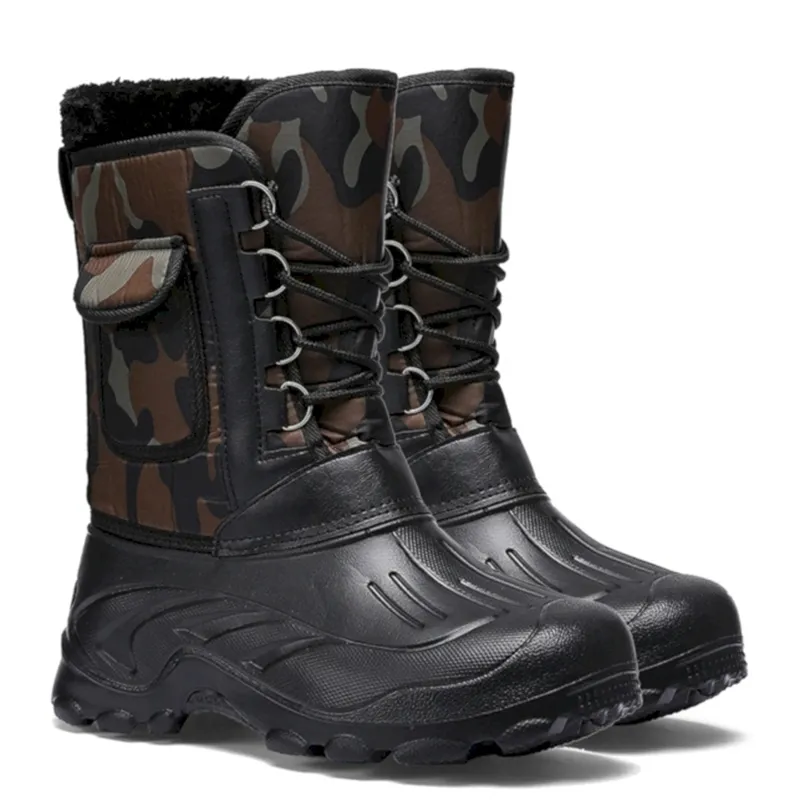 OEM&ODM Warterproof Camo Mid Calf Winter Snow Boots Warm Outdoor Fishing Snow Boots