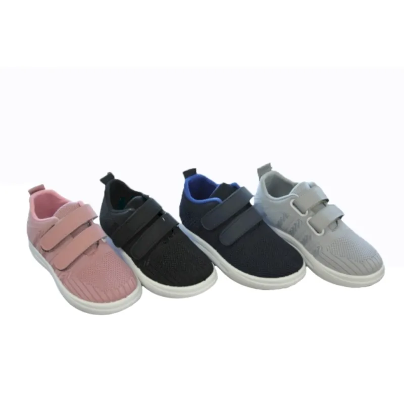 Wholesale Kids'Flyknit Mesh Sneaker with straps and buckle