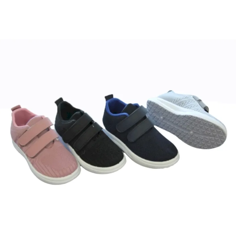 Wholesale Kids'Flyknit Mesh Sneaker with straps and buckle